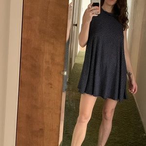 See You Monday Navy Striped Shift Dress